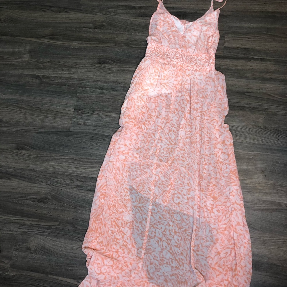 Pink Maxi Dress Hi-Low Ruffles Size Small - Picture 5 of 5